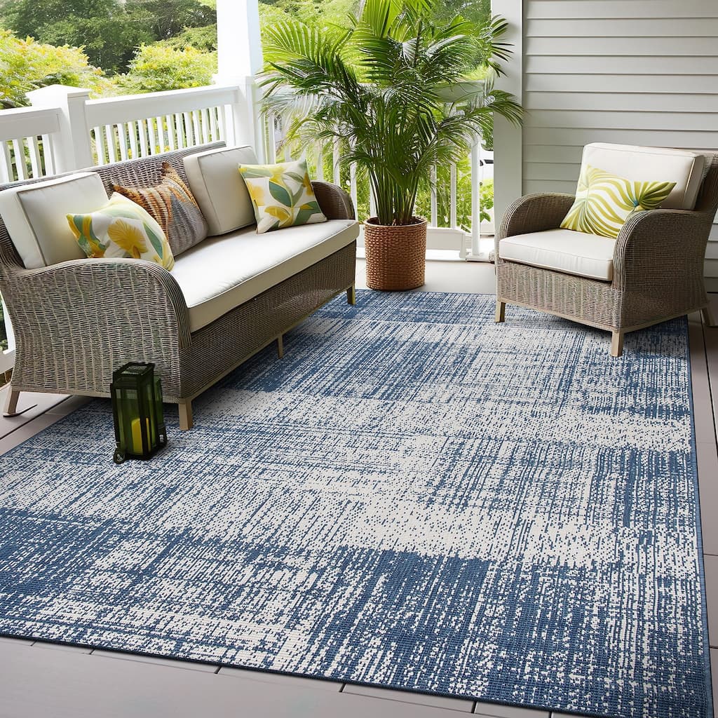 World Rug Gallery Distressed Boxes Indoor/Outdoor Area Rug