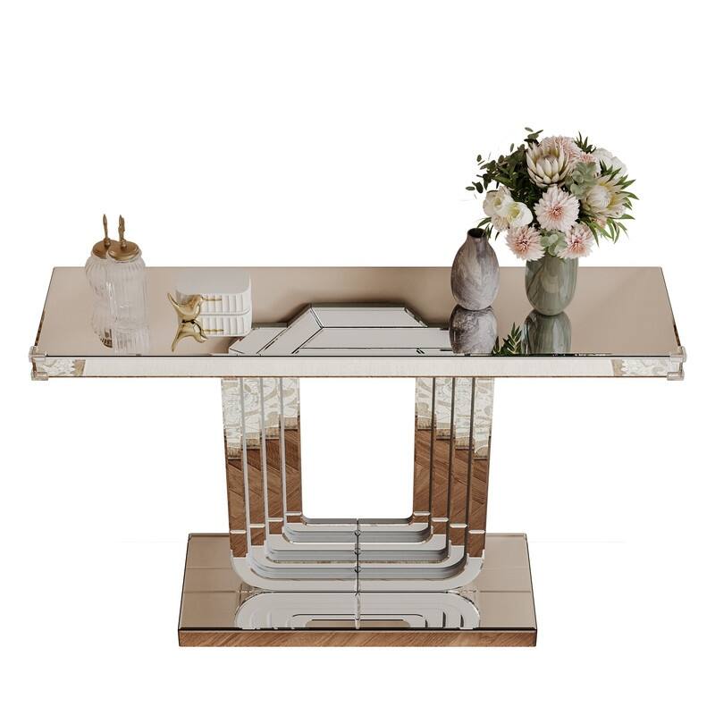 Mirrored 47" Console Table, Silver Entryway Table With U Base