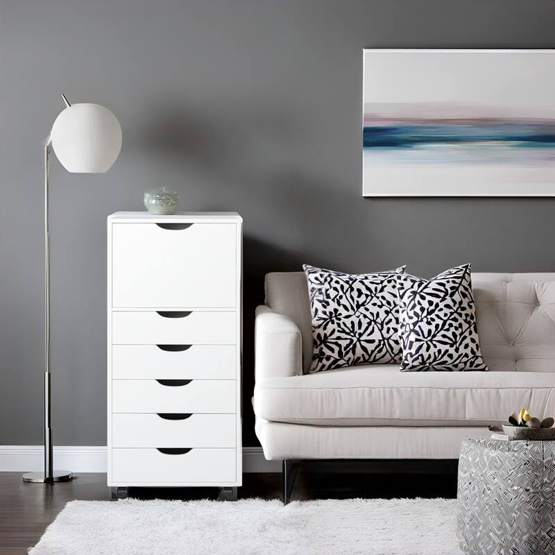 Sleek Modern Drawer Dresser Storage Cabinet with Grooved Drawer Pulls, Multipurpose Office File Storage Cabinet