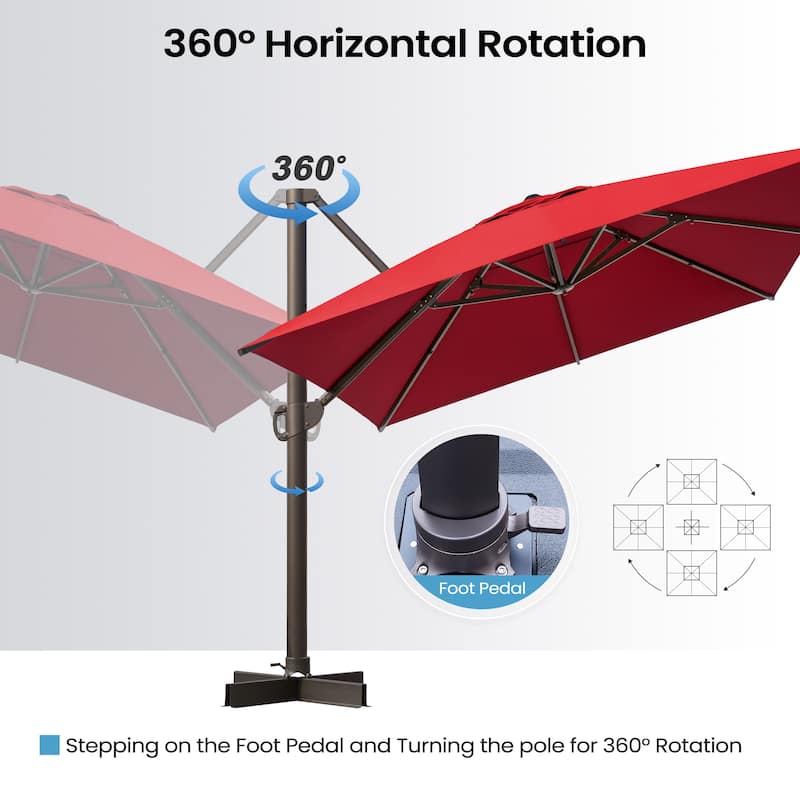 13 ft x 10 ft Luxury Outdoor Aluminum Patio Cantilever Offset Umbrella with Base Included