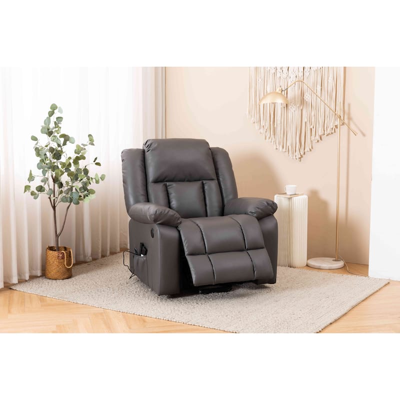 Faux Leather Power Lift Recliner Chair, Heat and Massage by Remote Control