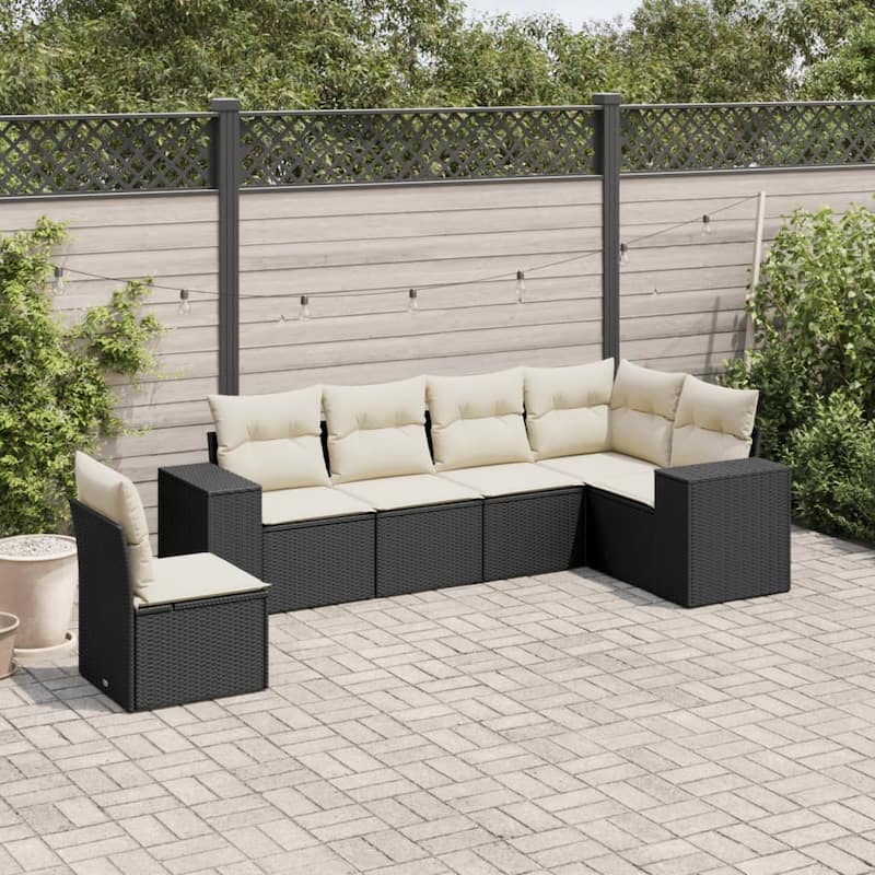 vidaXL Garden Sofa Set - Black and cream Without table