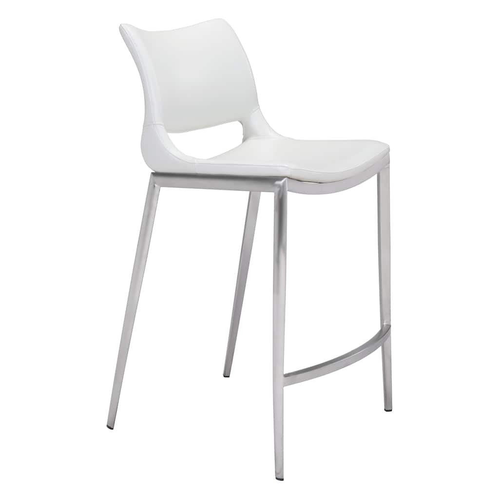 Ace Counter Stool White & Silver