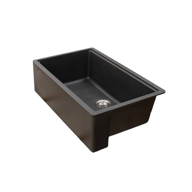 Titan Farmhouse Granite Single Bowl Kitchen Sink with Cutting-Board & Strainer