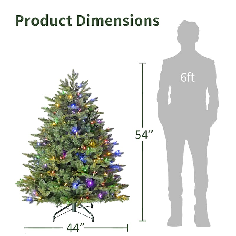 Puleo International 4.5' Pre-Lit Artificial Noble Fir Tree with 200 Dual-Color LED Lights