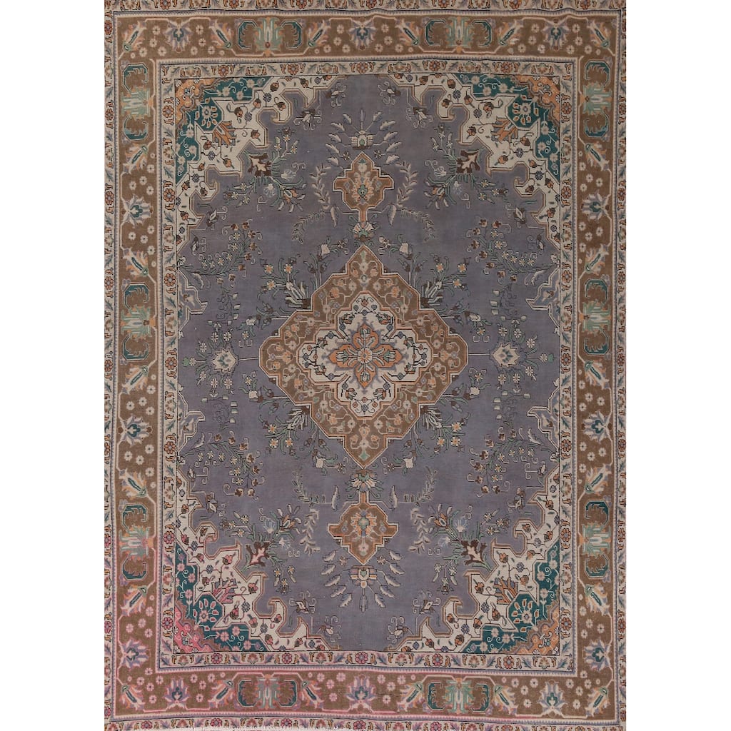 Traditional Tabriz Persian Vintage Rug Handmade Bedroom Wool Carpet - 9'7" x 12'3"