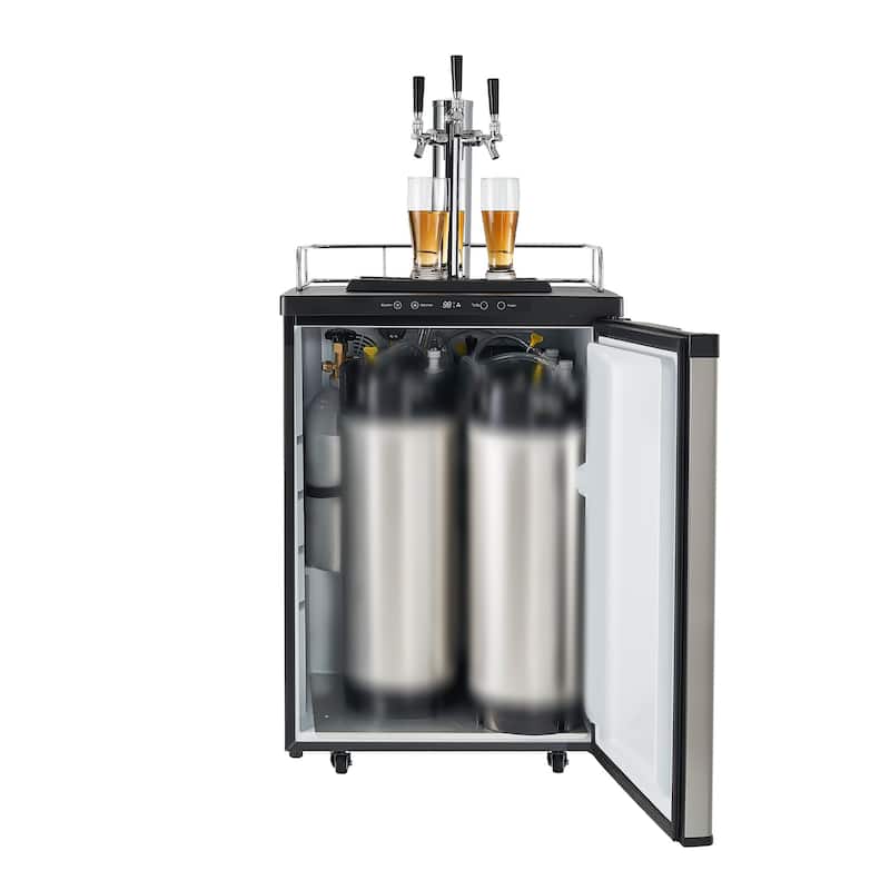 Full Size Beer Kegerator with Triple Tap for Home Bar, 162L - 23.7 x 30.1 x 53.1 in