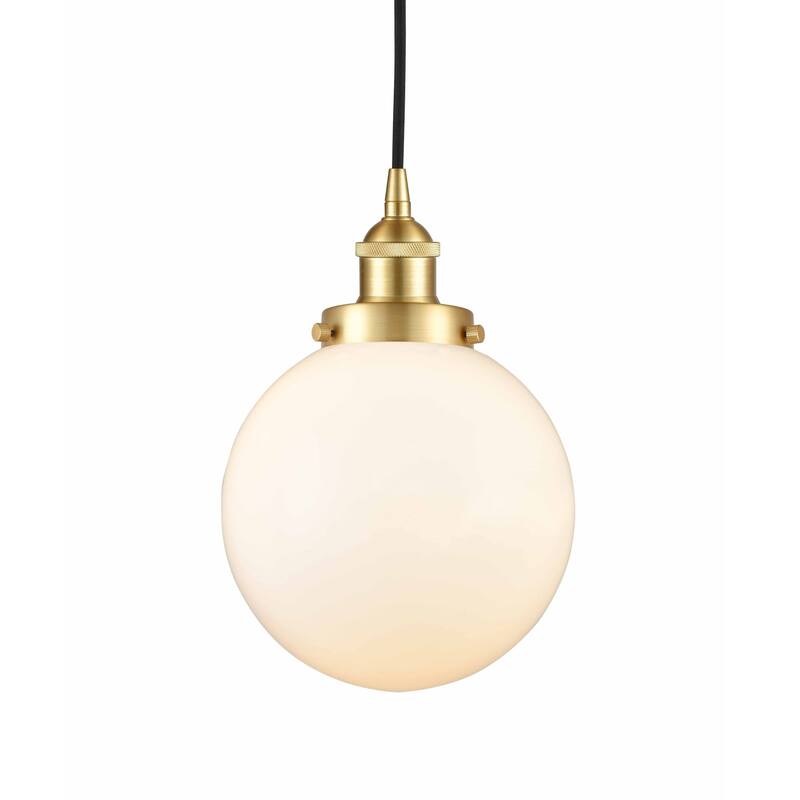 Innovations Lighting 616-1PH-12-8 Beacon Pendant Beacon 8" Wide Mini - Satin Gold / Matte White