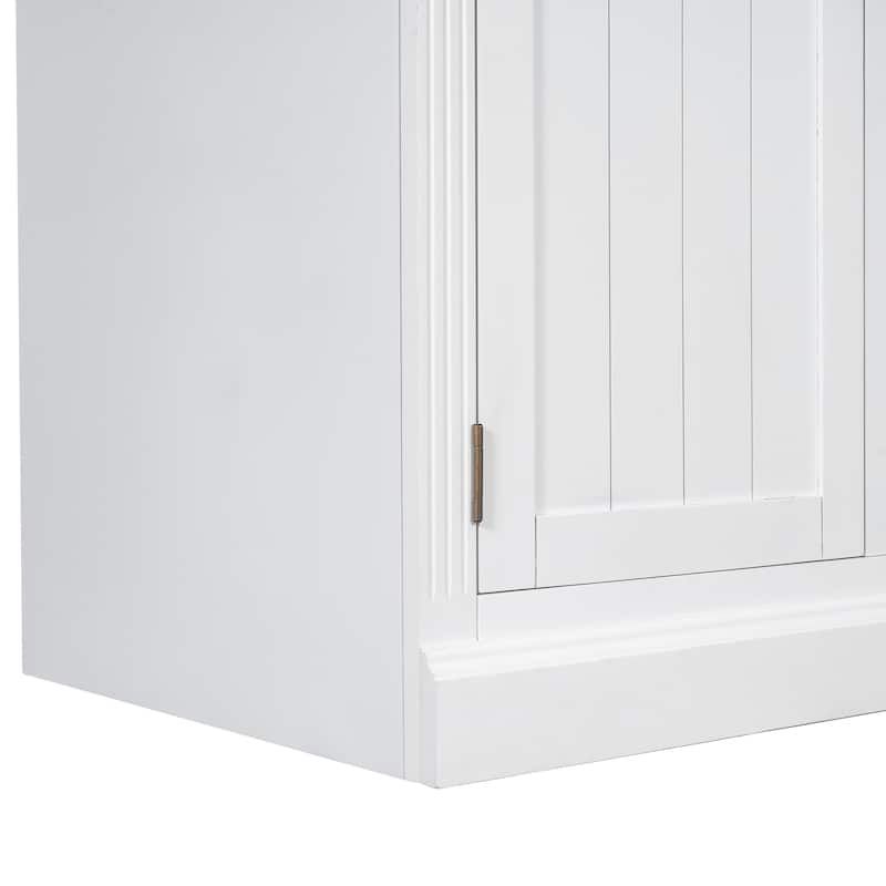 83" Tall Solid Wood Bookcase with Drawers & LED Lights, Freestanding Storage Cabinet with Display Shelf