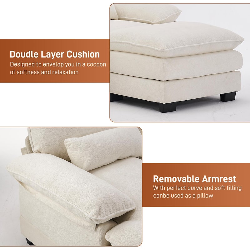 Ouyessir Soft Chenille Fabric U-shaped Sectional Sofa Set with Doudle Layer Cushion