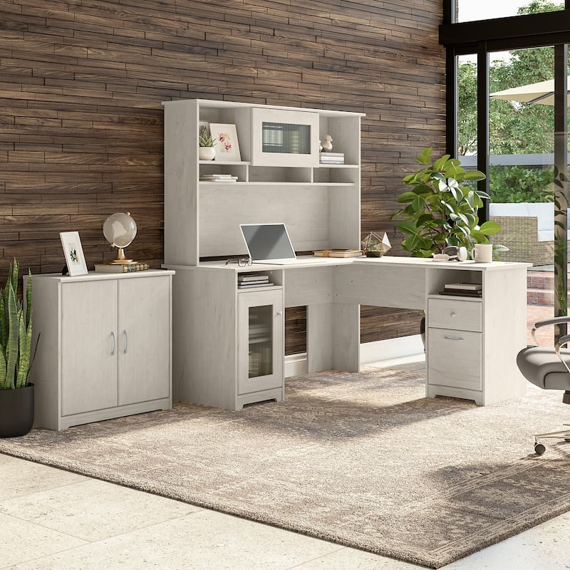 Cabot 60W L-Desk with Hutch and Storage Cabinet by Bush Furniture