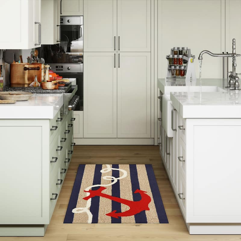 Liora Manne Frontporch Anchor Indoor/Outdoor Rug Navy 2'6 x 4'