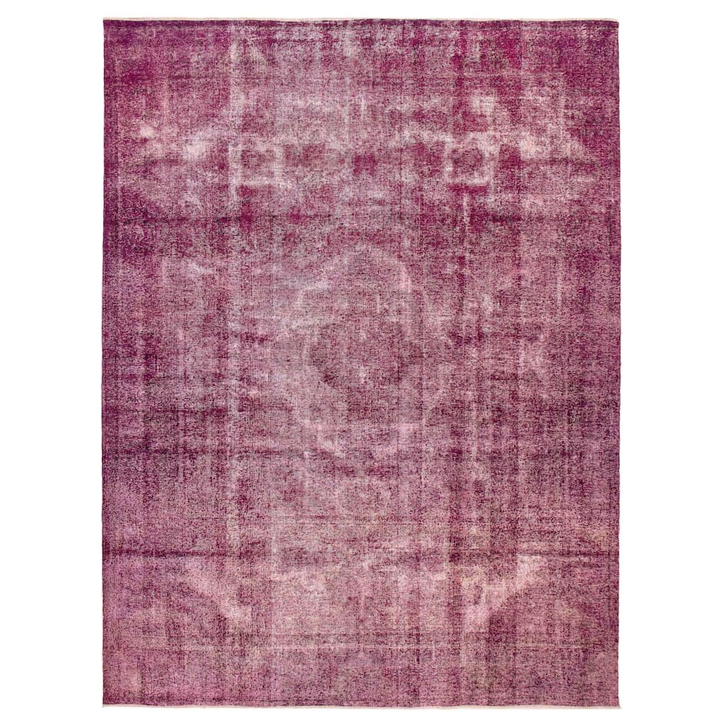 ECARPETGALLERY Hand-knotted Color Transition Dark Magenta Wool Rug - 9'7 x 12'10