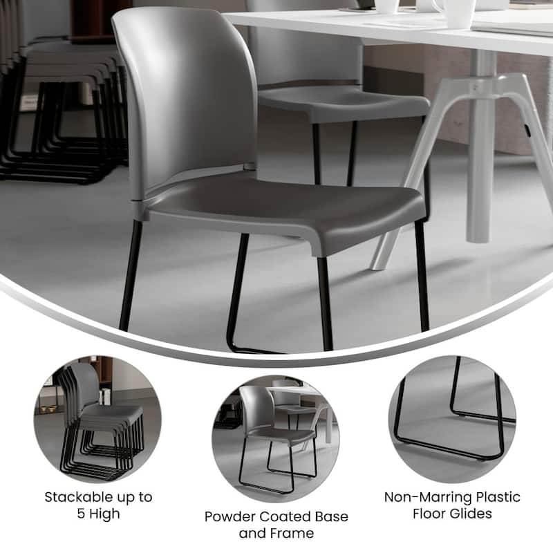 5 Pack 880 lb. Capacity Full Back Contoured Sled Base Stack Chair