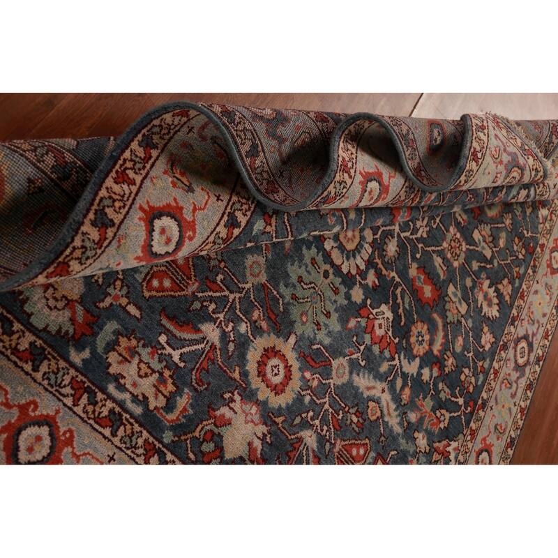 Blue Oushak Indian Area Rug Handmade Wool Carpet - 7'9"x 9'8"
