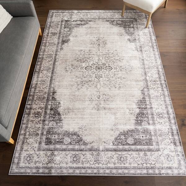slide 2 of 16, Nuloom Winnie SplashGuard Distressed Medallion Machine Washable Area Rug 2'6" x 8' Runner - Ivory - Runner