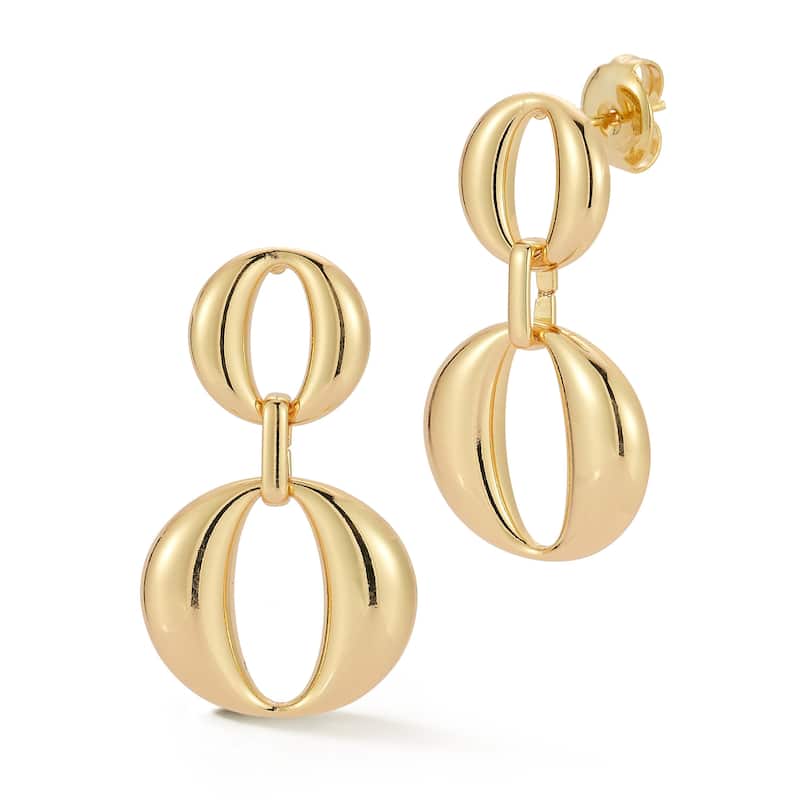 Chloe & Madison Oval Link Drop Earrings - Yellow