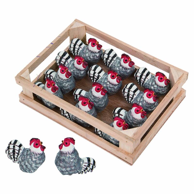 Transpac Resin 2 in. Multicolor Spring Chickens In Crate Set of 12