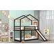 preview thumbnail 48 of 46, Twin Over Twin Bunk Bed with Roof, Slide & Ladder, Safe & Fun Design, Grey