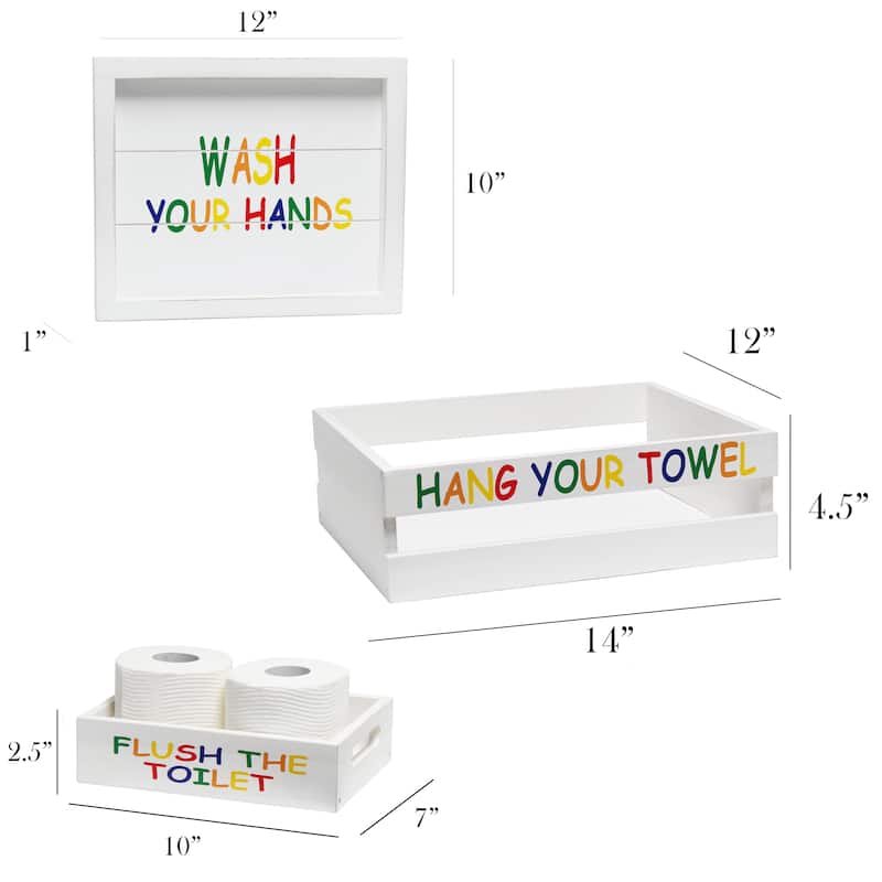 Elegant Designs Three Piece Decorative Wood Bathroom Set