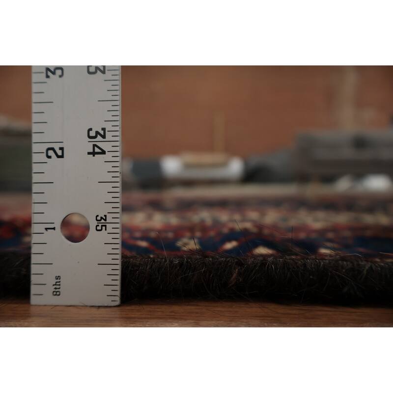 Hand Knotted Oriental 100% Wool Carpet Traditional Tribal Navy Blue & Blues Qashqai Area Rug - 9' 7'' X 4' 6''