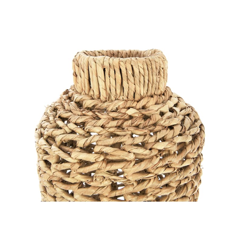 22"H Handwoven Water Hyacinth & Rattan Floor Vase