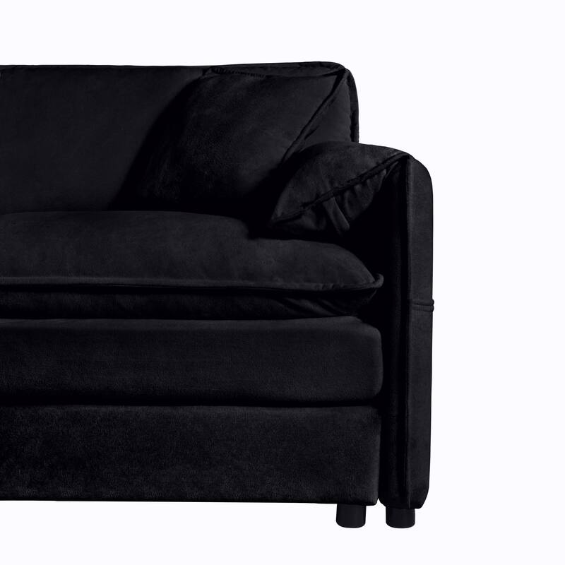 Modern Modular 3 Seat Sofa with Deep Dual Layer Cushions and Storage Pockets for Living Room and Guest Room