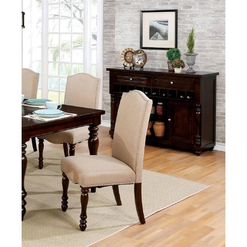 2PCS Padded Fabric Side Chairs with Turned Legs