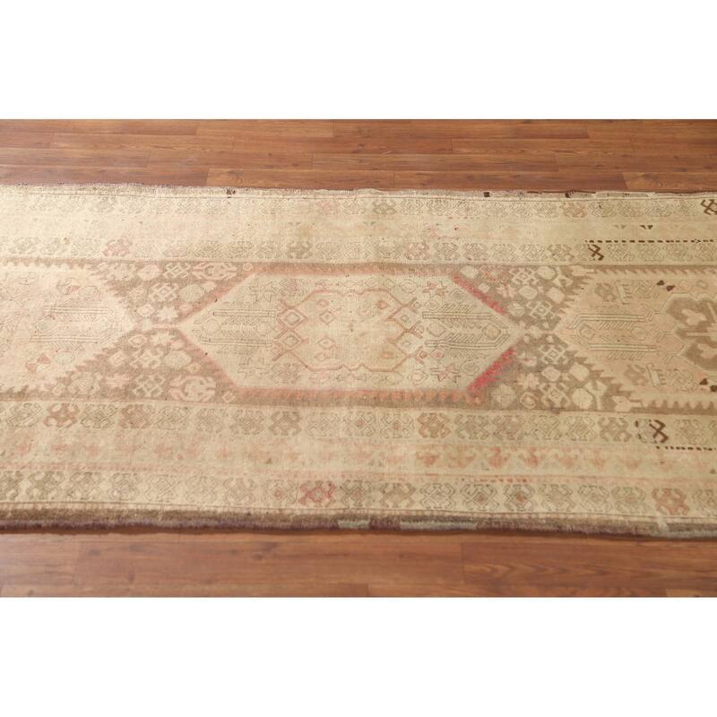 Ardebil Persian Antique Runner Rug Hand-Knotted Wool Carpet - 3'6" x 9'11"