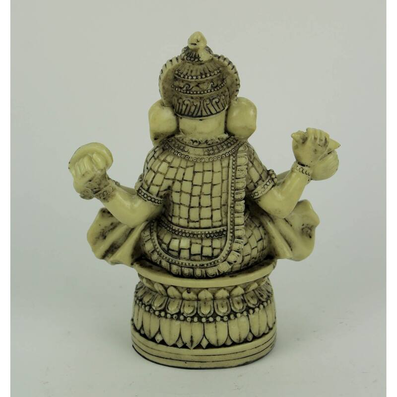Zeckos Lord Ganesha Sitting On Lotus Flower Hindu God Statue - 7 X 5.5 X 2.5 inches