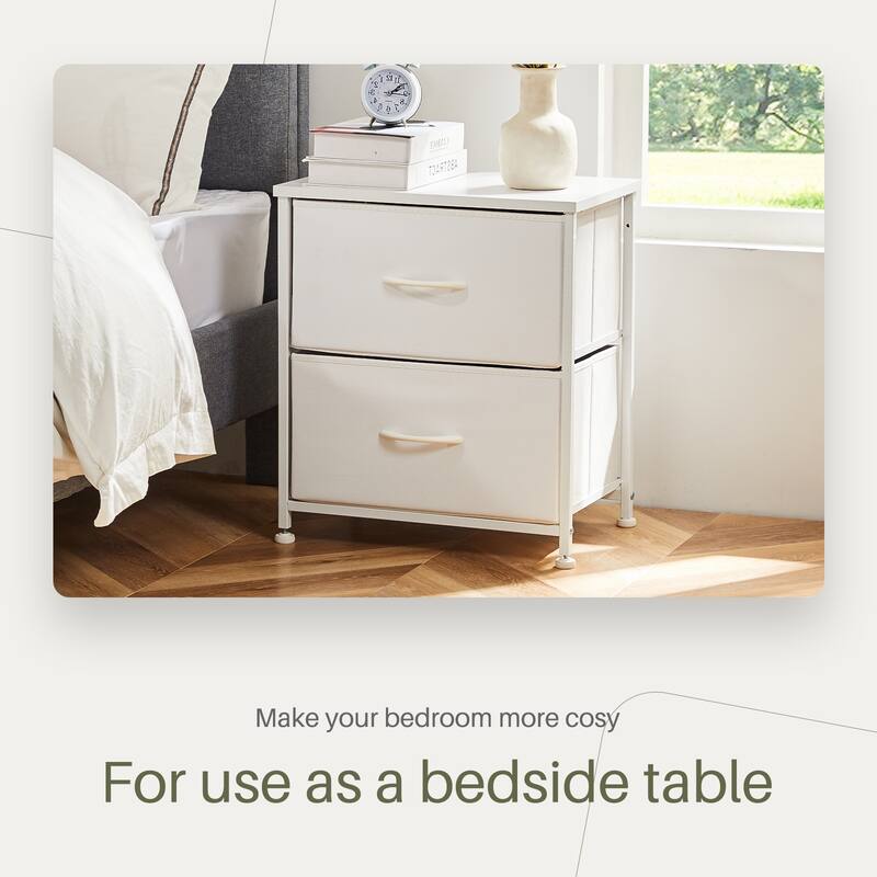 Nightstands with 2 Fabric Drawers & Adjustable Feet for Bedroom,Living Room,Black,Grey,Rustic Brown,White