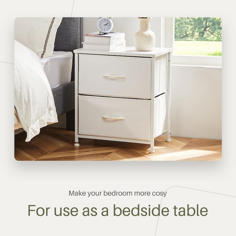 Nightstands with 2 Fabric Drawers & Adjustable Feet for Bedroom,Living Room,set of 2,Black,Grey,Rustic Brown,White