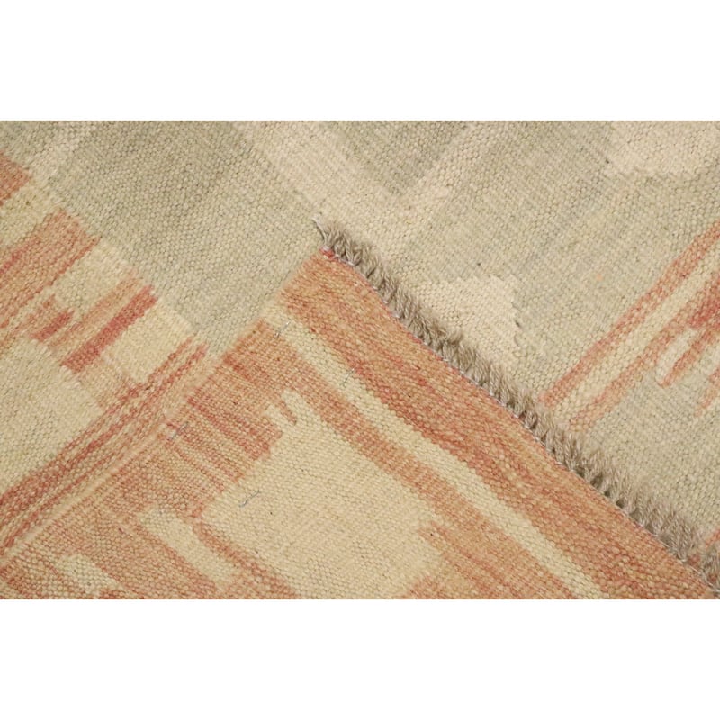 Hand Woven Oriental 100% Wool Carpet Southwestern Tribal Green Kilim Area Rug - 5' 0'' X 2' 11''