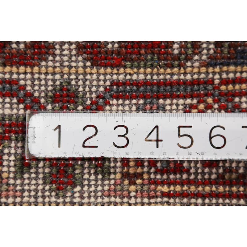 Hand Knotted Oriental 100% Wool Carpet Traditional Geometric Greys & Charcoal Heriz (serapi) Runner Rug - 8' 2'' X 2' 6''