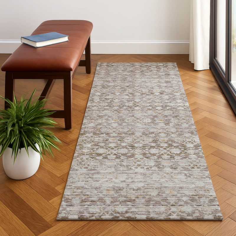 Premium Washable Super Soft Vintage Traditional Mayfield Rug - Taupe - 2'3" x 7'6"