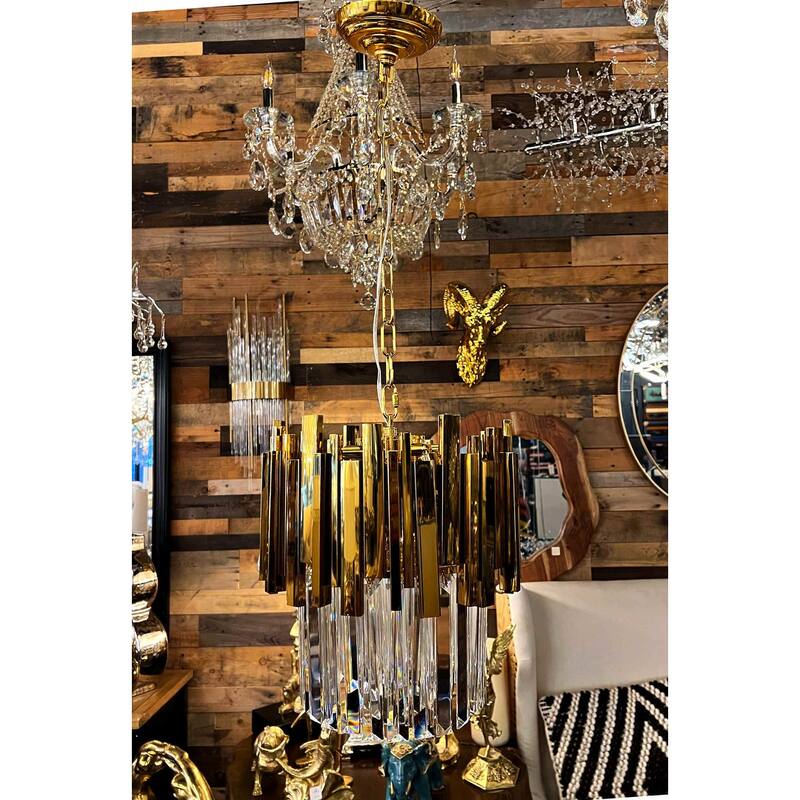 Crystal Luxury Gold Pendant Light 11 in Wide
