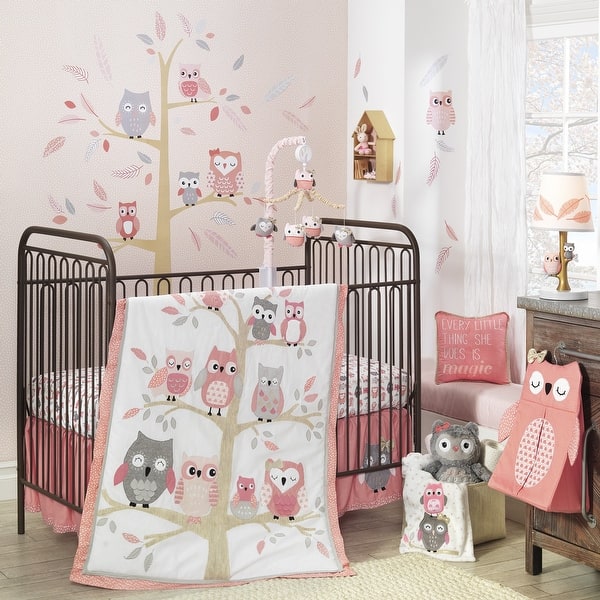 Shop Lambs Ivy Family Tree Pink Gray Owl 6 Piece Nursery Baby