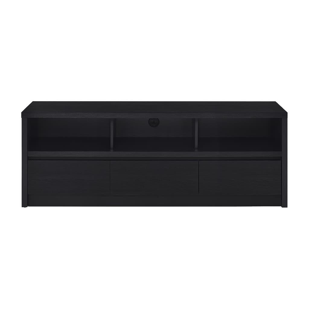 3-drawer TV Stand Media Console with Wire Management Hole in Black