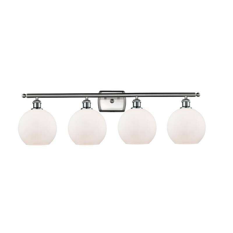 Innovations Lighting Ballston Athens - 4 Light 36" Bath Vanity Light - 8" Shade - Matte White/Brushed Satin Nickel Finish