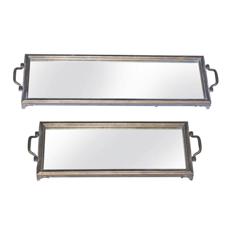 Antique Style Home Decorative Mirror Tray - 28.25 - Set of 2