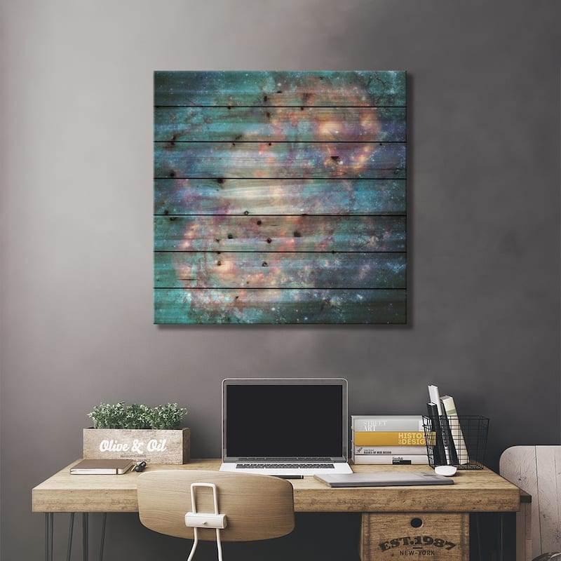 Abstract Galaxy Print On Wood by Barruf - Multi-Color