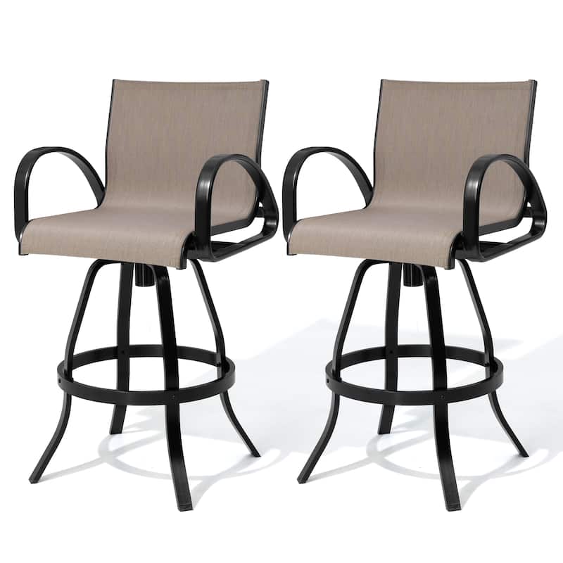 30''H Pellebant Outdoor Patio All-Aluminum Premium Swivel Bar Stools with Sunbrella Fabric - AUGUSTINEASHE-2PC
