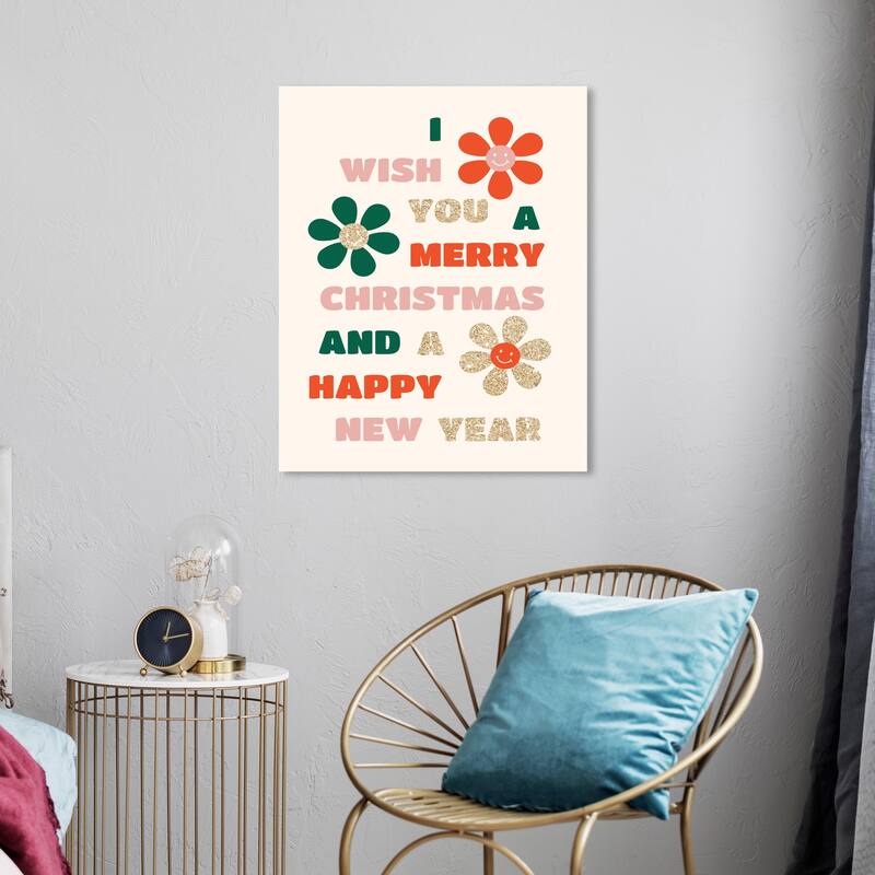 Wynwood Studio Canvas Holiday and Seasonal My Wish for You Glitter Gold Modern & Contemporary Wall Art Canvas Print - 20 x 24
