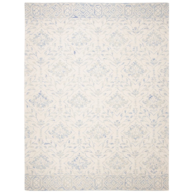 SAFAVIEH Handmade Dip Dye Elvedina Floral Wool Rug - 9' x 12' - Light Blue/Ivory