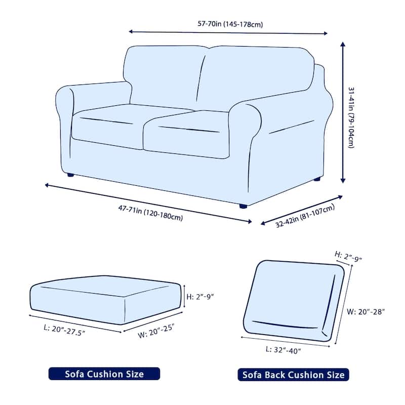 Subrtex 5-Piece Stretch Loveseat Slipcover Sets with 2 Backrest Cushion Covers and 2 Seat Cushion Covers
