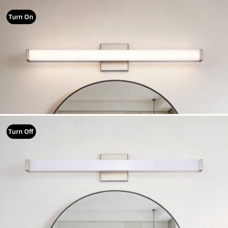 Modern Integrated LED Vanity Light Bar - 6 Variants (24in/30in, Matte Black/Brushed Nickel/Gold), 3000K, Damp Rated for Bathroom