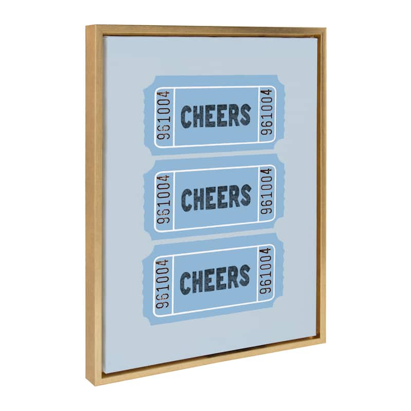 Kate and Laurel Sylvie Cheers Ticket Framed Canvas by Alli Standefer - 18x24 - Yellow