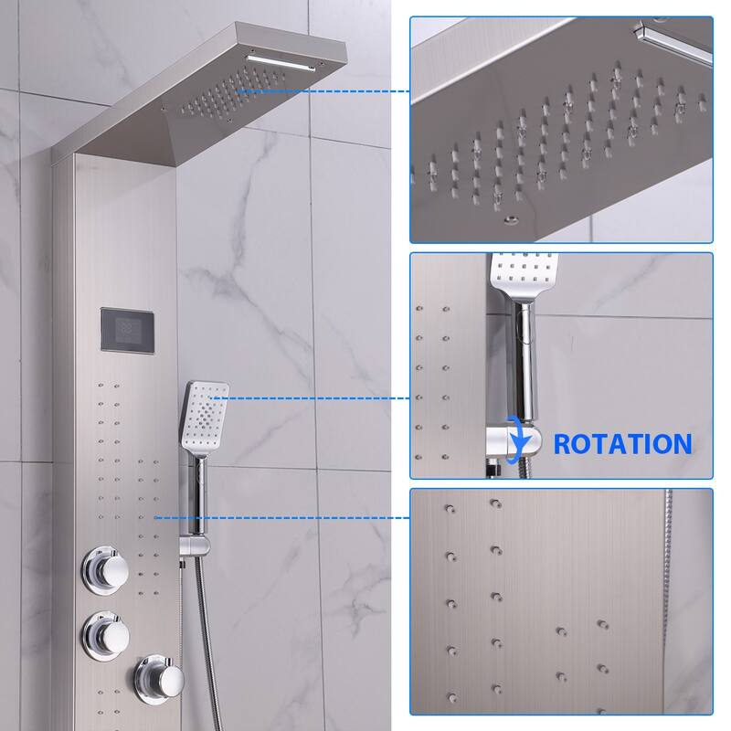 55 in. LED Shower Panel System with Thermostatic in Brushed Nickel