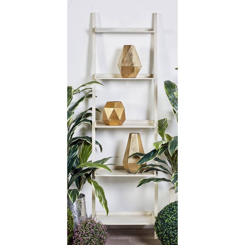 White or Brown Wood 5 Shelves Shelving Unit - White
