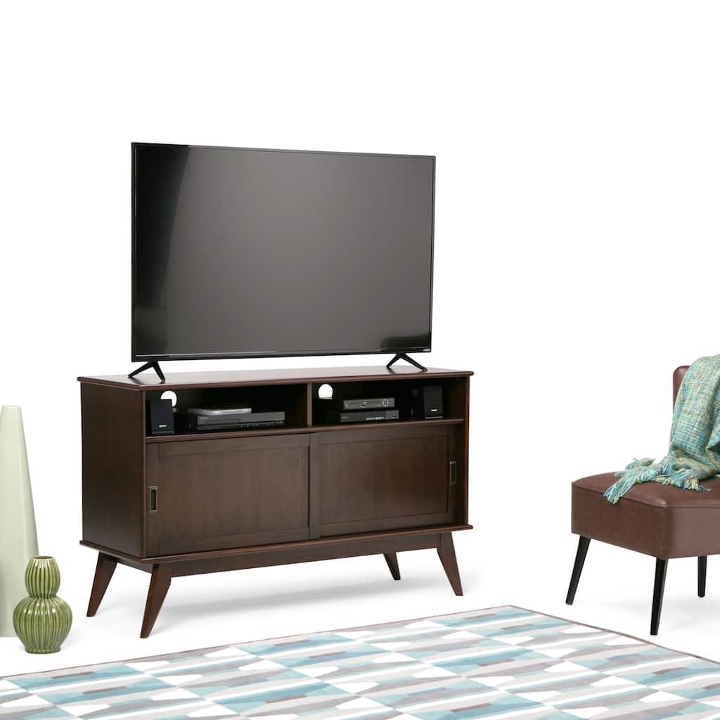 WYNDENHALL Tierney SOLID HARDWOOD 54 inch Wide Mid Century Modern TV Media Stand For TVs up to 60 inches - 54"w x 18"d x 33" h
